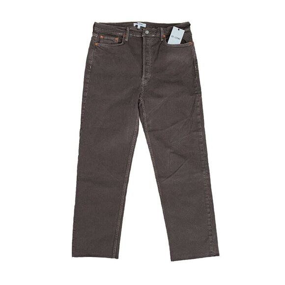 RE/DONE 70's Ultra High Rise Stove Pipe Jeans in Washed Chocolate Brown 31 NWT - Picture 1 of 12